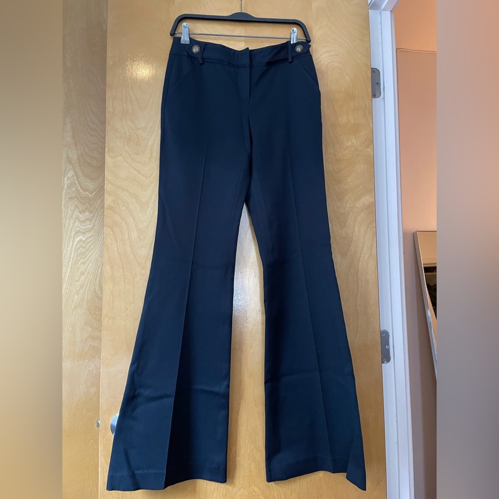 Diane Von Furstenberg Navy Wool Blend Flare Leg Pant